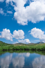 Fototapeta na wymiar Clouds Reflected in Mountain Lake