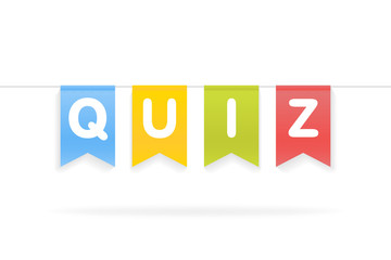 Vector illustration of Quiz word on pennants on rope