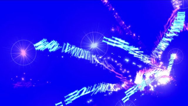 4k Spiral roman numerals characters letters array flying stars stage fireworks,magnetic ribbons space,energy art particle background.