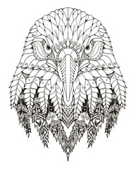 Obraz premium Eagle head zentangle stylized, vector, illustration, freehand pencil, hand drawn, pattern. Zen art. Ornate vector. Lace. Coloring.