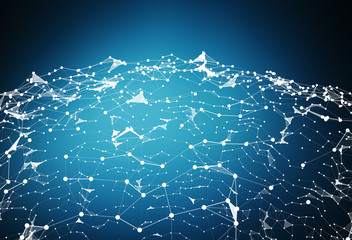 Connections and datas exchanges over the planet Earth 3D rendering