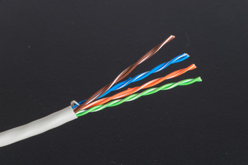 Ethernet cable showing twisted pairs - obrazy, fototapety, plakaty