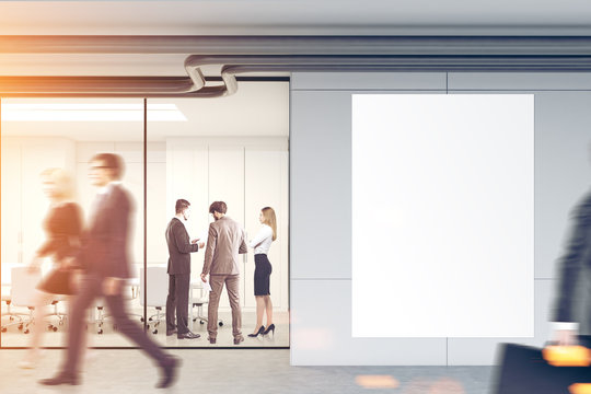 Business people in an office lobby, mockup