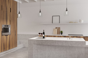 Marble bar white kitchen, oven, poster