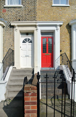 white and red doors