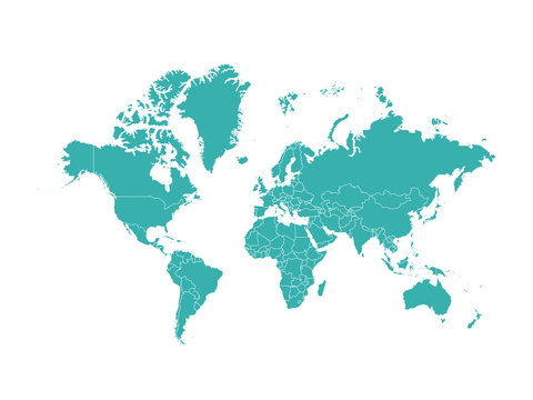 World map isolated on white background. Flat world Earth illustration.