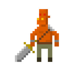 Fototapeta premium Pixel demonic orc warrior for games and applications