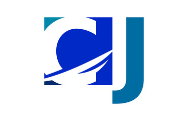 CJ Negative Space Square Swoosh Letter Logo