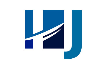 IJ Negative Space Square Swoosh Letter Logo