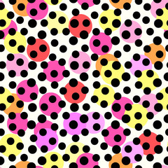 Fototapeta premium Polka Dots seamless pattern.Textile ink brush strokes texture in Pop Art style.