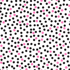  Polka Dot pattern.Textile ink brush strokes texture in doodle grunge style.