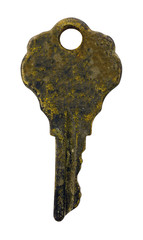 Filthy Old Key Isolated on White Background