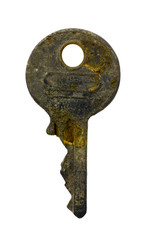 Dirty Old Key Isolated on a White Background