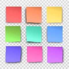 Fototapeta na wymiar Vector collection of realistic isolated sticky notes on the transparent background.