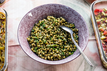 Mung Bean Salad in ceramic bowl.