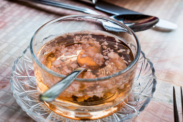 Pink Liquid Sauce with vinegar and garlic