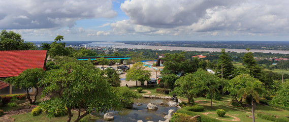 Beautiful scenery of Thailand and Laos and river with the border