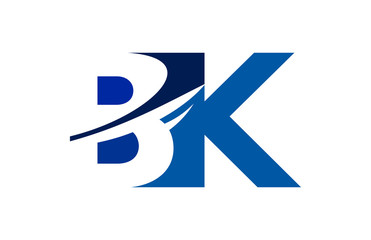 BK Negative Space Square Swoosh letter Logo