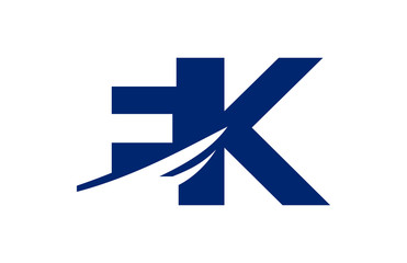 EK Negative Space Square Swoosh letter Logo