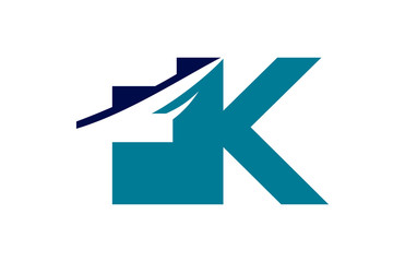 FK Negative Space Square Swoosh letter Logo