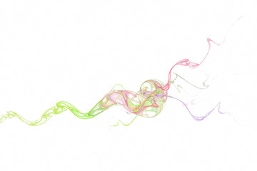 A colored trickle of smoke curls. White background