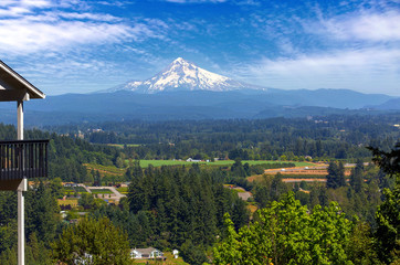 Mount Hood View from Backyard Deck in Portland Oregon