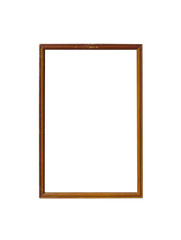 wood empty picture frame Isolated on white background