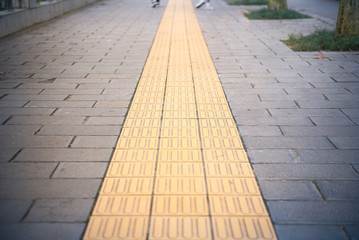 Perspective View of Grunge Brick Stone floor on Sidewalk