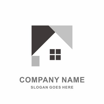 Simple Building House Shape Architecture Interior Construction Real Estate Business Company Stock Vector Logo Design Template