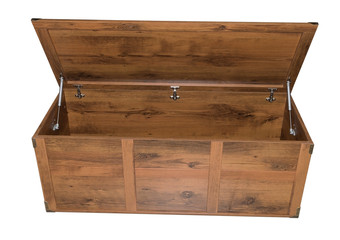 beautiful opened wooden chest isolated on white