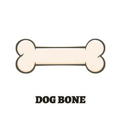 Dog Bone Cartoon Drawing Simple Design. Illustration Isolated On White Background With Text Dog Bone