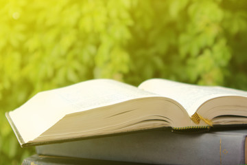 A stack of books on