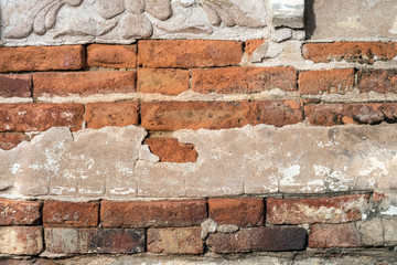 Old brick wall damaged