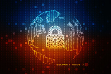 2d illustration Safety concept: Closed Padlock on digital background