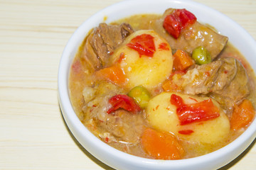 Ceramic casserole with meat stew