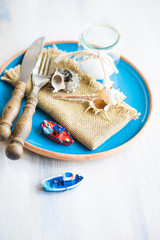 Summertime marine table setting