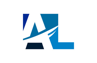 AL Negative Space Square Swoosh Letter Logo