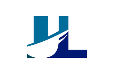 UL Negative Space Square Swoosh Letter Logo