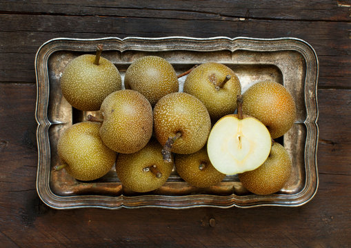 Nashi Pears on a tray