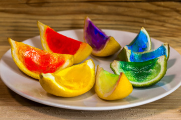 Naklejka na ściany i meble colorful inside lemon fruit leave on table
