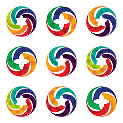 Set of colorful logo icons with circular concept