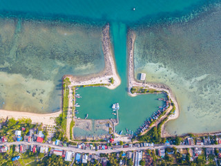 koh Phangan island, Thailand,aerial view from the drone over Baan Kai pier