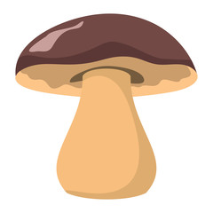 Mushroom with brown hat on white background element for mushroom design and web