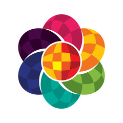 Icon stylized flower with colorful design concepts and shaped diamond / glass