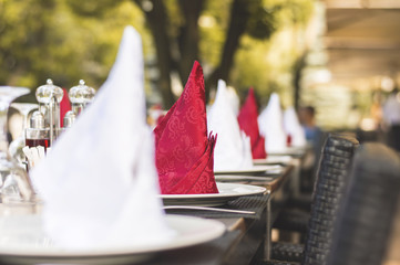 Table setup for late lunch at the fancy restaurant