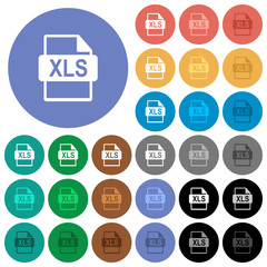 XLS file format round flat multi colored icons