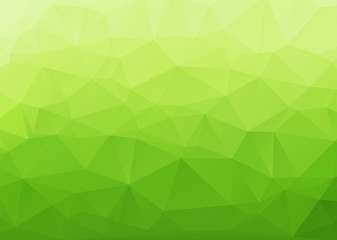 Polygonal abstract with green gradient shading background.