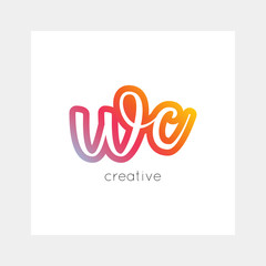 WC logo, vector. Useful as branding, app icon, alphabet combination, clip-art.