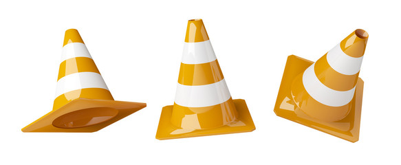 Digital 3D rendering under construction signs