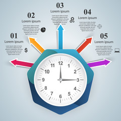 Watch, clock icon. Abstract infographic.